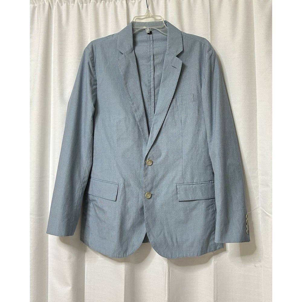J. Crew Mens Ludlow Blue Cotton Lightweight Suit Jacket Blazer Size 38R
